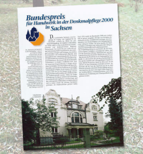 1. Bundespreis für Handwerk in der Denkmalpflege im Steinmetz- und Steinbildhauerhandwerk im Jahr 2000.